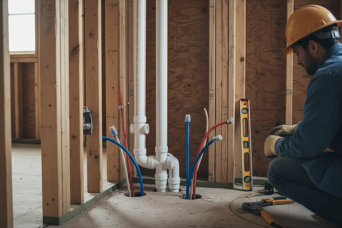 Drain and supply rough-in during Drain Cleaning in Barksdale